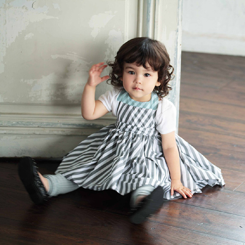 MARLMARL兒童用餐圍裙_女孩 /條紋(KIDS 100-110cm)