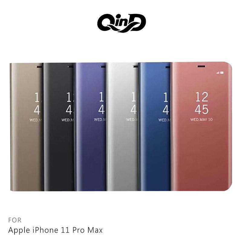 【愛瘋潮】QinD Apple iPhone 11 Pro Max (6.5吋) 透視皮套 掀蓋 硬殼 手機殼 保護套 支架
