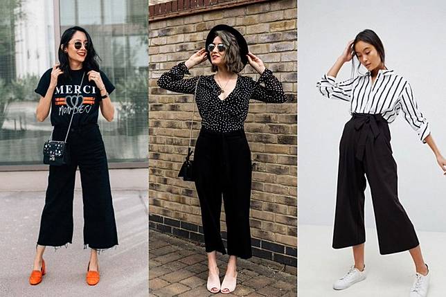 8 Mix And Match Celana Kulot Hitam Untuk Tubuh Mungil Agar Terlihat Tinggi Dan Ramping Womantalk Com Line Today