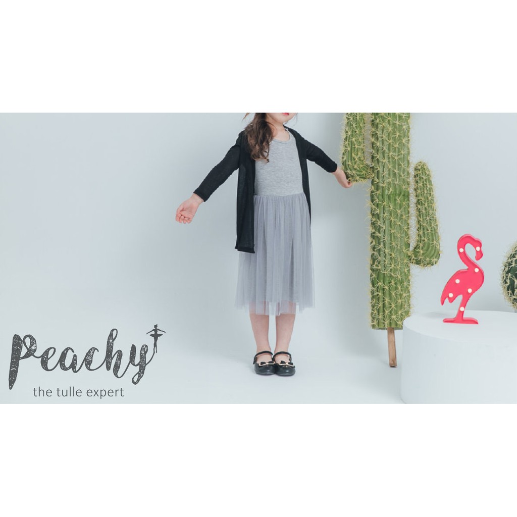 Peachy北鼻款*獨家訂製綿柔連身紗裙-溫柔灰