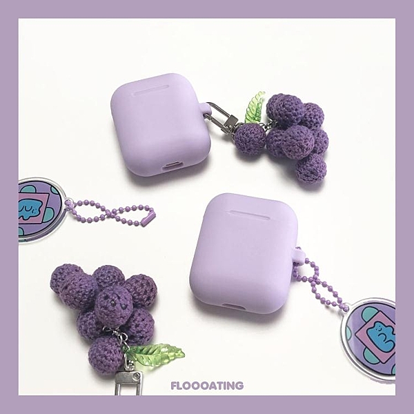 蘋果12代無線藍牙耳機液態硅膠葡萄AirPods保護套可愛紫掛件