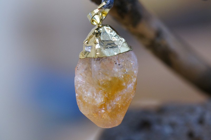 黃水晶原石蠟繩頸鍊 ( Citrine Raw Stone Wax Rope Necklace-01 )