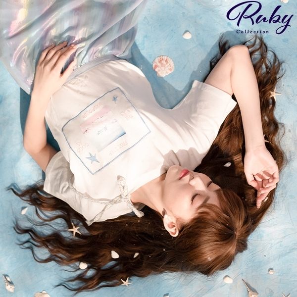 上衣 刺繡海星沙灘綁帶短袖上衣-Ruby s 露比午茶