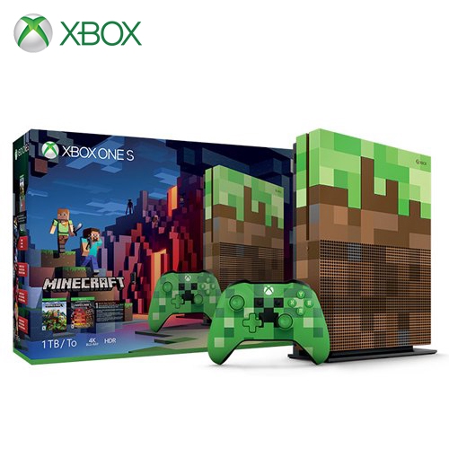 Minecraft 同捆優惠組品名 / 規格：【Microsoft 微軟】XBOX One S 1TB 特別版《我的世界》同捆組Xbox One S 1TB 特仕彩繪主機Xbox One 特仕 無線控