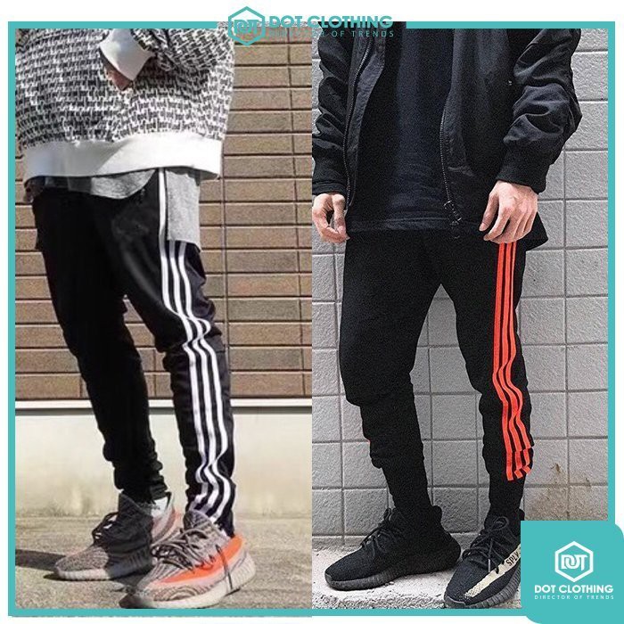 DOT聚點 Originals 三線褲 黑白 黑橘 兩色 三線 運動褲 窄版 歐美風 縮口褲 百搭款 小賈斯汀 下殺5折