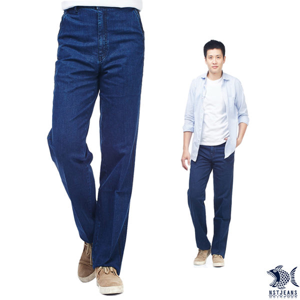 【NST Jeans】晴空綻藍 斜口袋直筒牛仔褲(中腰) 390(5556) 台製 男