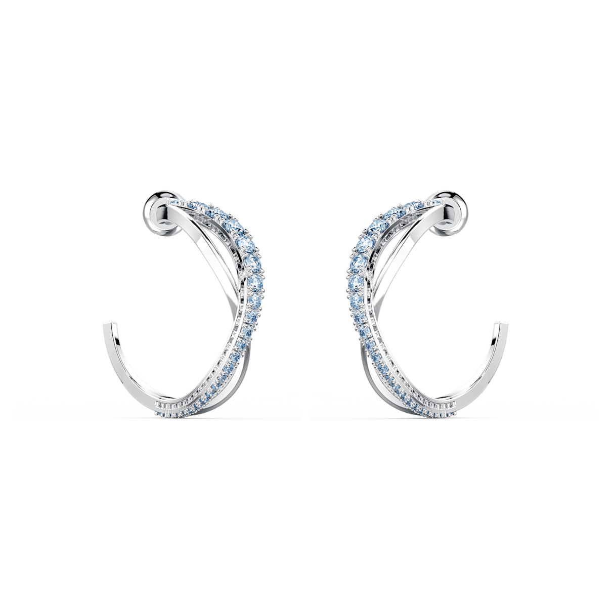 Swarovski Twist 大圈耳環, 藍色, 鍍白金色