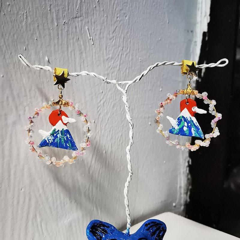 【不餓自制】耳環-富士山日出