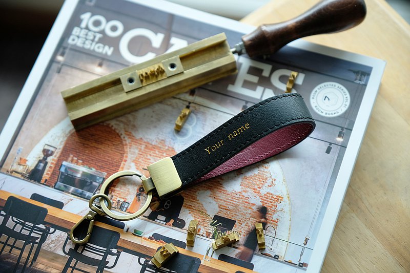 Leather Key ring with Free name stamp