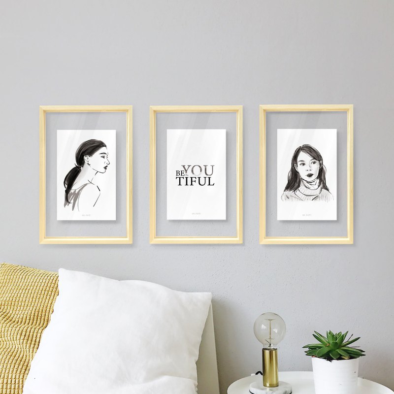 無框畫size / 寬20cm*長30cm 材質 松木相框 / 塑膠 (透明壓克力板) / 3M雙面泡棉膠