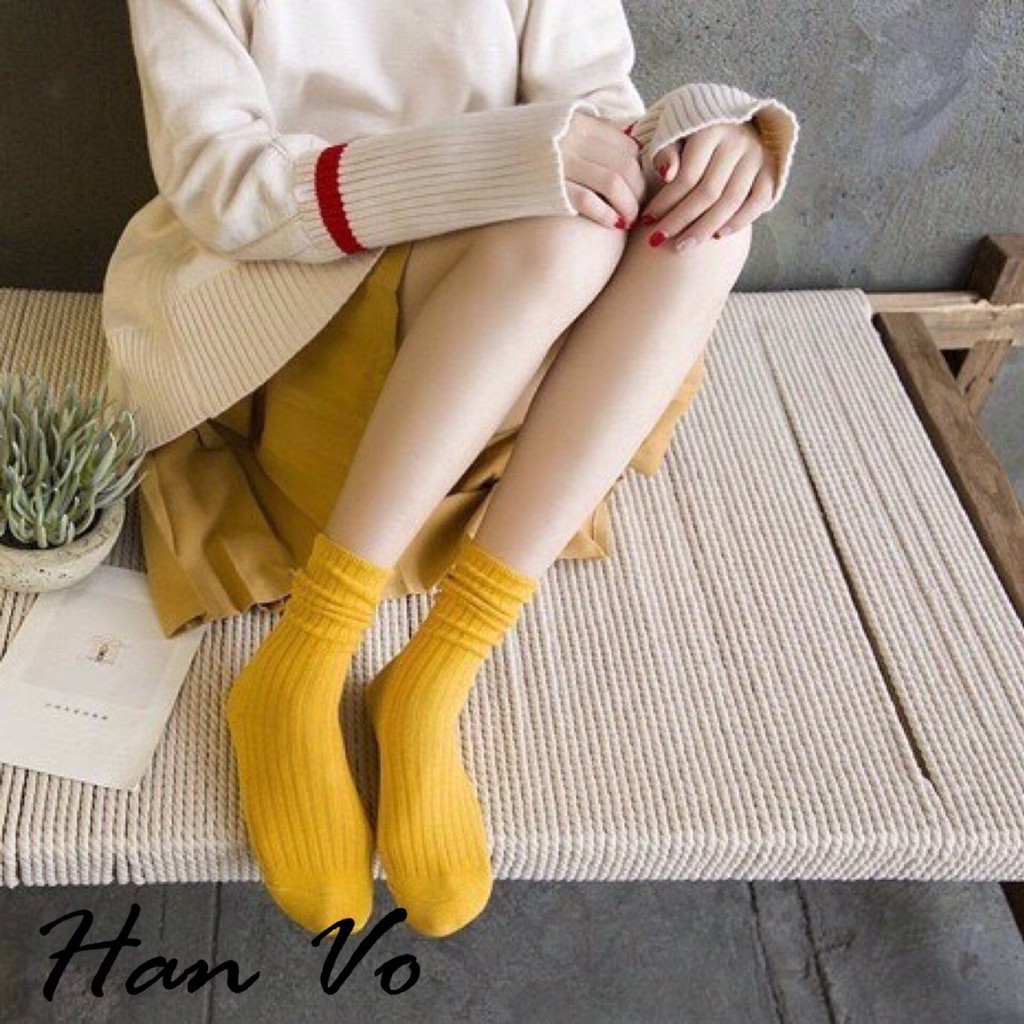 【HanVo】韓系文青堆堆襪 現貨熱銷襪子日系韓版中筒襪捲捲襪復古百搭 6006