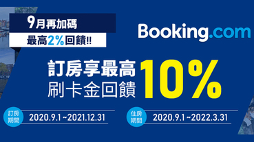 Booking.com刷樂天 回饋加碼最高12%