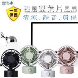 Beroso倍麗森 日式簡約USB強風雙葉片風扇-四色可選