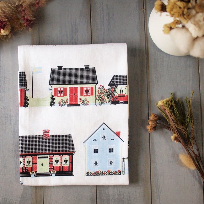 瑞典 EMELIE EK 茶巾 廚巾 單件 – 氣球 藍鳥 教堂