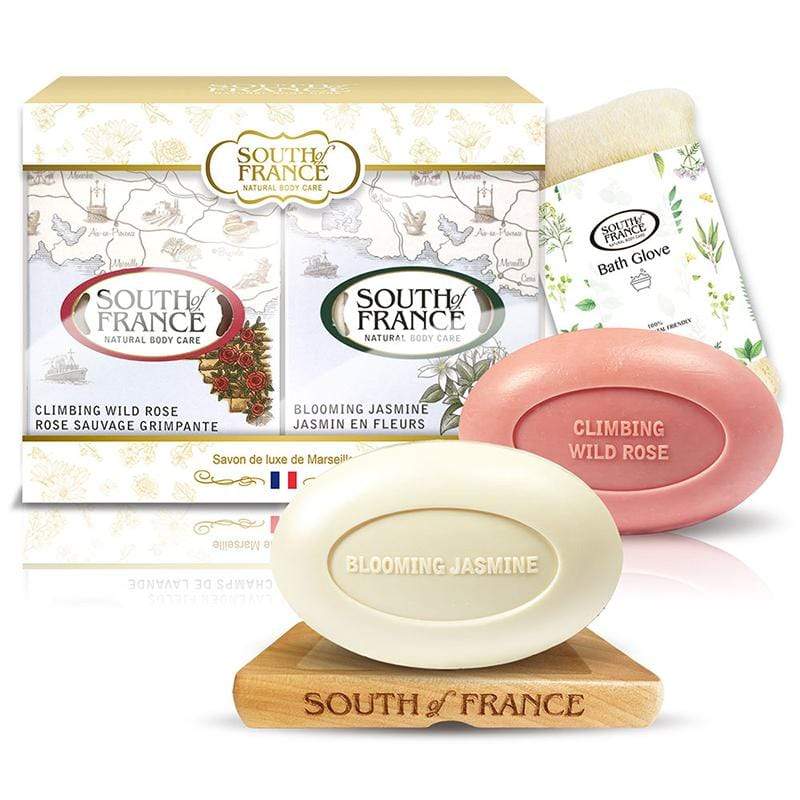 產品特色 South of France French Milled Soap Climbing Rose and Blooming Jasmine Deluxe Gift Set 玫瑰茉莉香頌花意組