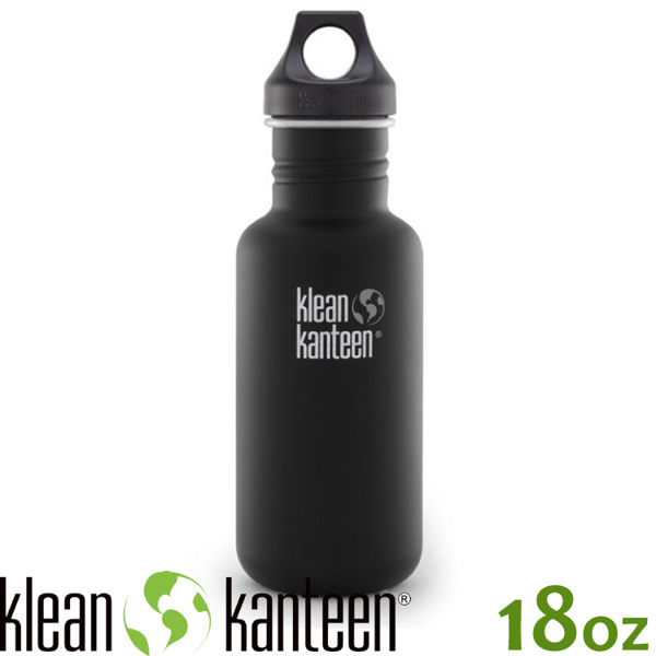 【KLEAN KANTEEN 美國 18盎司窄口經典款(44mm)《消光黑》】K18CPPL/水壺/水瓶/運動鋼瓶★贈水壺套