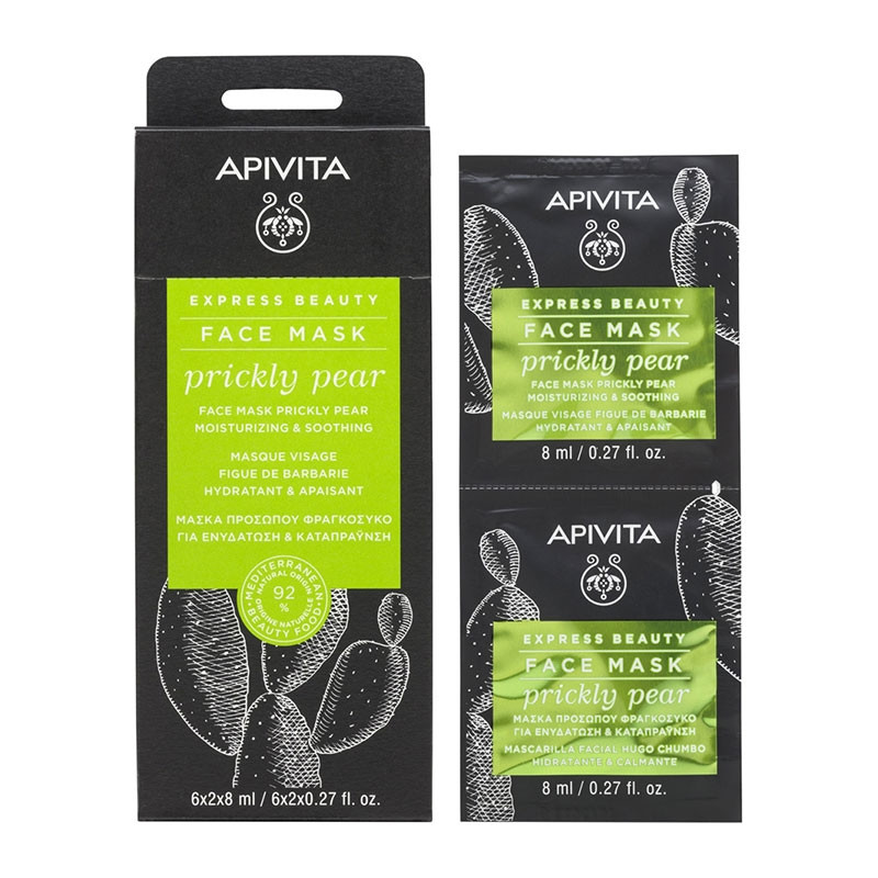 夏日清爽保濕面膜推薦1：Apivita 仙人掌鎖水滋潤面膜 12片/盒，NT.1360