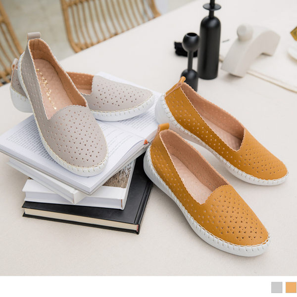 《SD0206》台灣製造~鏤空三角形柔軟仿皮革懶人鞋 OrangeBear