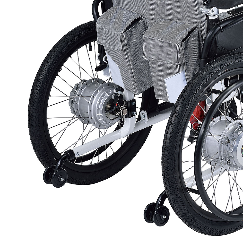 ▲符合補助編號EC11電動輪椅▲一年保固服務▲體積小、重量輕僅27kg▲輕鬆收合只需 10 秒▲快速切換手動電動模式 ▲高效能輪轂發電機搭配MAXXIS DTH競技胎，高速行駛中提供絕佳的抓地穩定性，