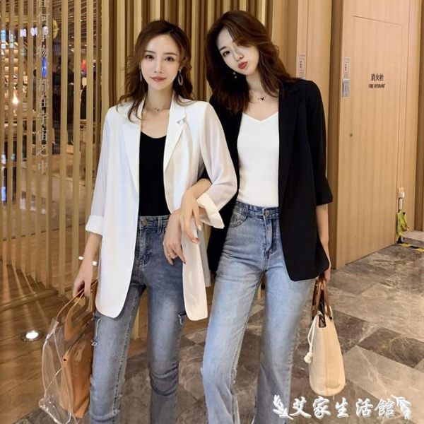 西裝外套雪紡小西裝外套女2019春夏季新款韓版寬鬆防曬衣中長款空調開衫 艾家生活館
