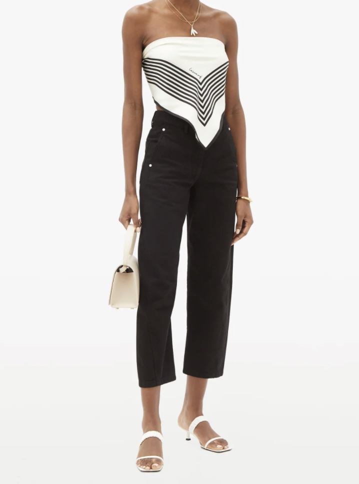 LESCARF No.1 striped-border silk scarf