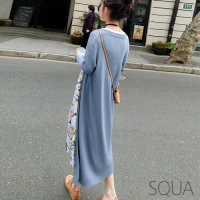 SQUA 素色長版針織罩衫外套-三色-(M/L)