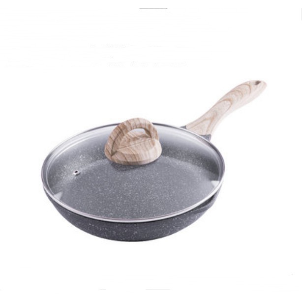 產品信息 品名麥飯石平底鍋 尺寸見圖片詳情 材質: 歐標鋁合金進口麥飯石塗層 款式20cm款 22cm款 24cm款 26cm款 28cm款 32cm款 顏色黑白 特點: 不粘 鍋蓋類型: 玻璃蓋 風