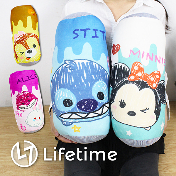 迪士尼 史迪奇 米奇 米妮 圓筒水洗枕 抱枕 靠枕 顏色活潑、圖案超可愛質感細緻毛料柔軟、保暖舒適