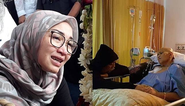 Putri kedua Indrio Warkop Satya Paramita Hada Dwinita tidak bisa menahan air mata saat menyaksikan p