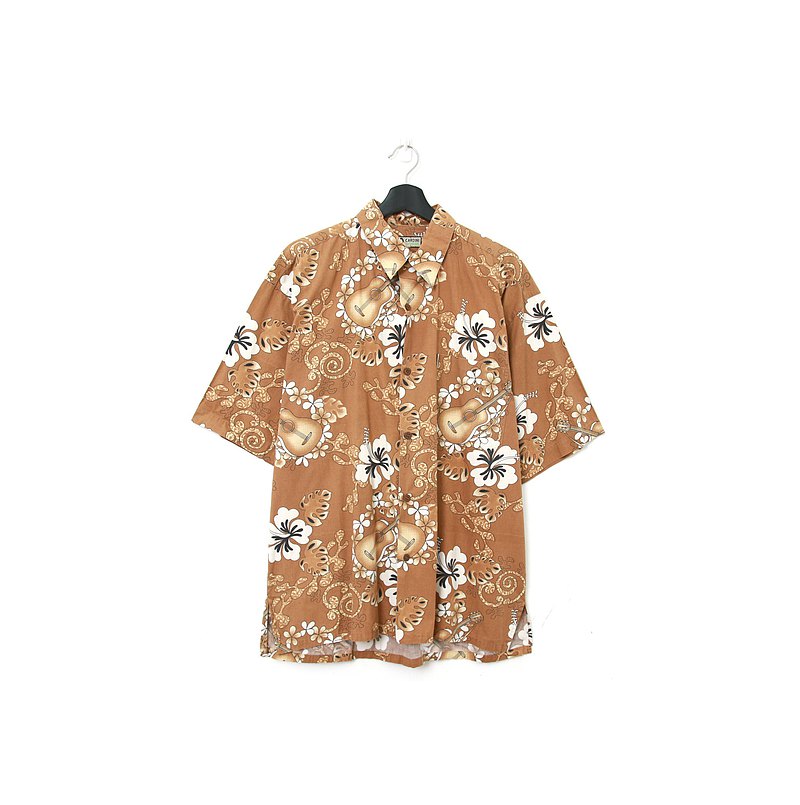 Back to Green- 夏威夷襯衫 卡其 扶桑花 /vintage shirts