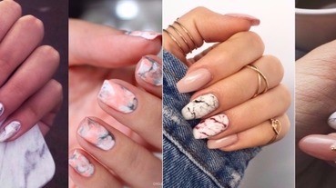 今夏必備的美甲款式，精選7款大理石美甲分享～