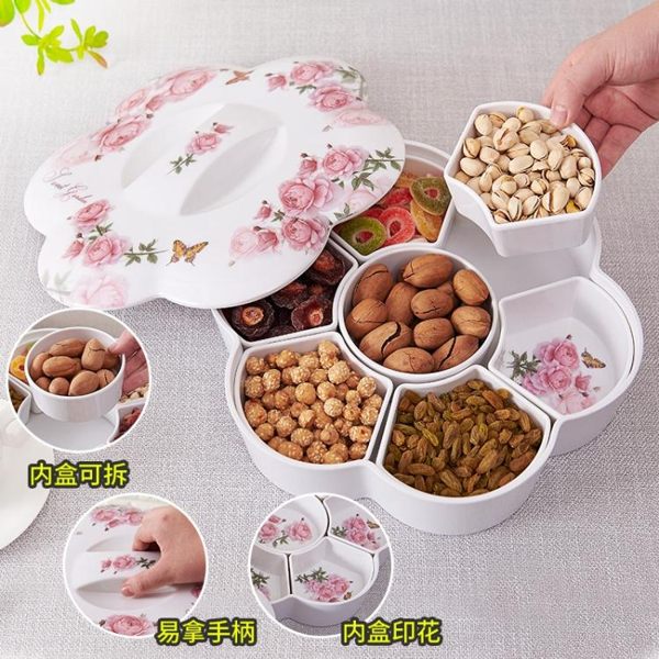 歐式干果盒分格帶蓋堅果盒糖果盒瓜子盤干果盤客廳創意家用零食盤