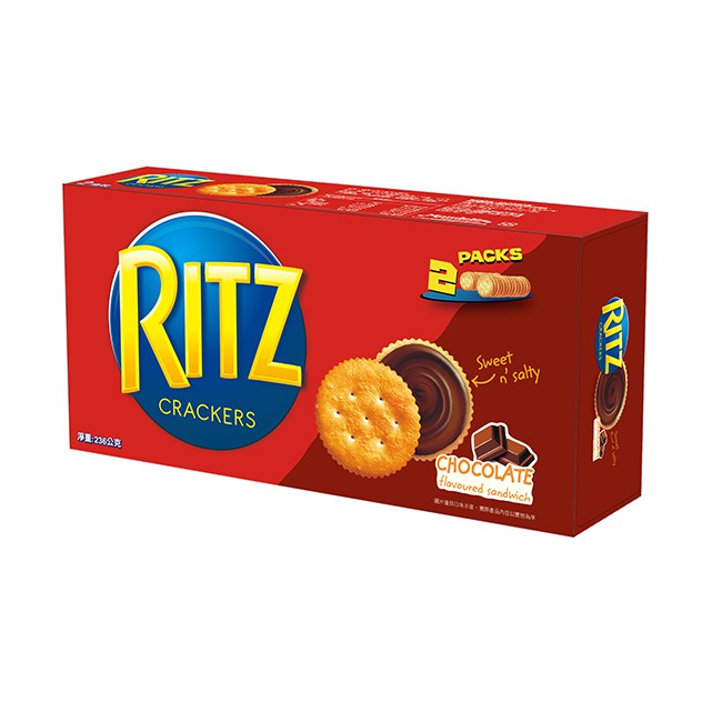 - 商品編號：590493 - 品牌：RITZ麗滋 - 規格：236g - 成分：麵粉，非氫化棕櫚油，砂糖，可可粉，高果糖糖漿，食鹽，玉米澱粉，碳酸氫鈉，磷酸二氫鈣，大豆卵磷脂，乙基香莢蘭醛，酵素製劑