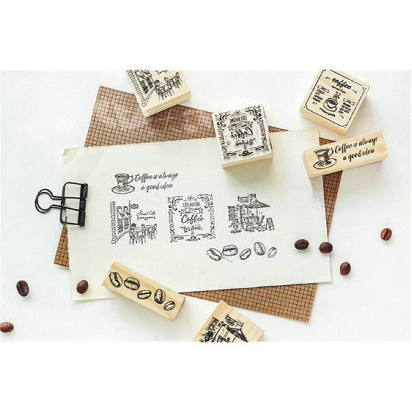 印章│印泥│咖啡時間木頭印章@露天咖啡廳咖啡座咖啡杯咖啡豆