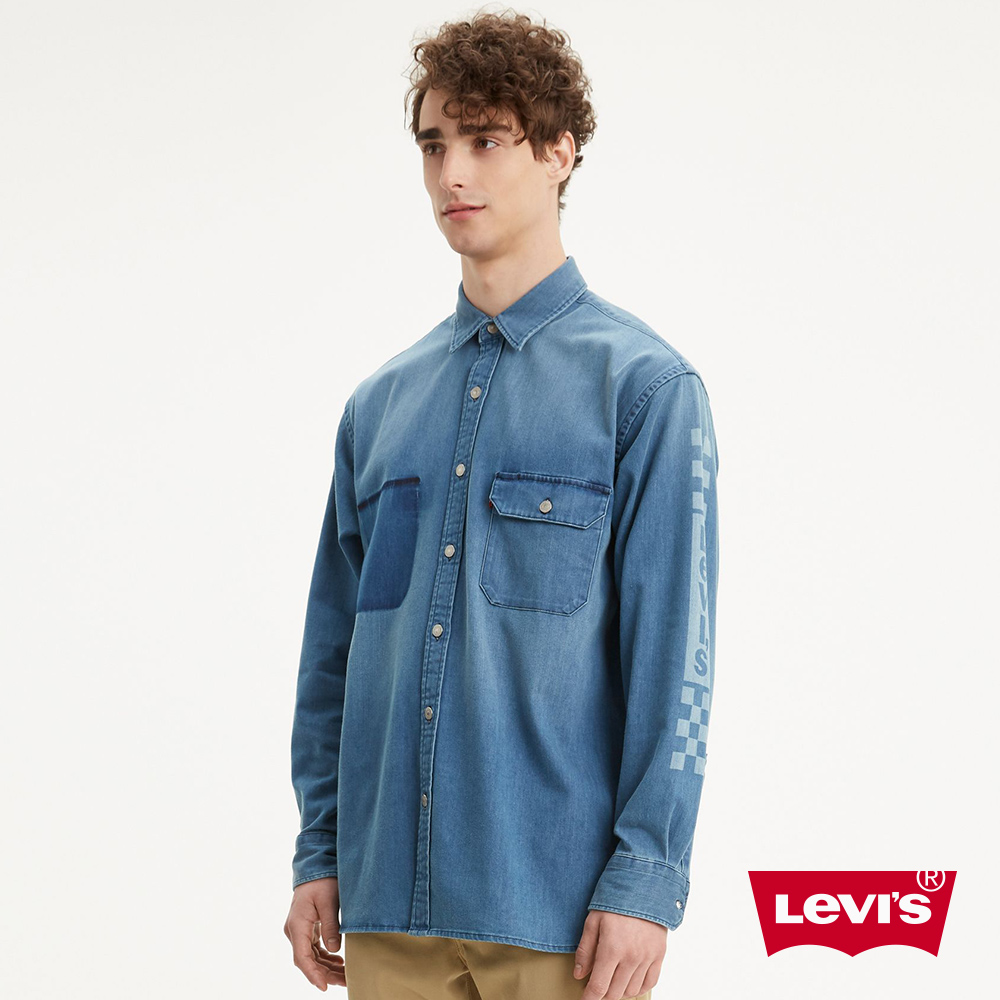 Levis 男款 牛仔襯衫 / Oversize 寬鬆版型 / CoolMax 排汗機能 / 單口袋