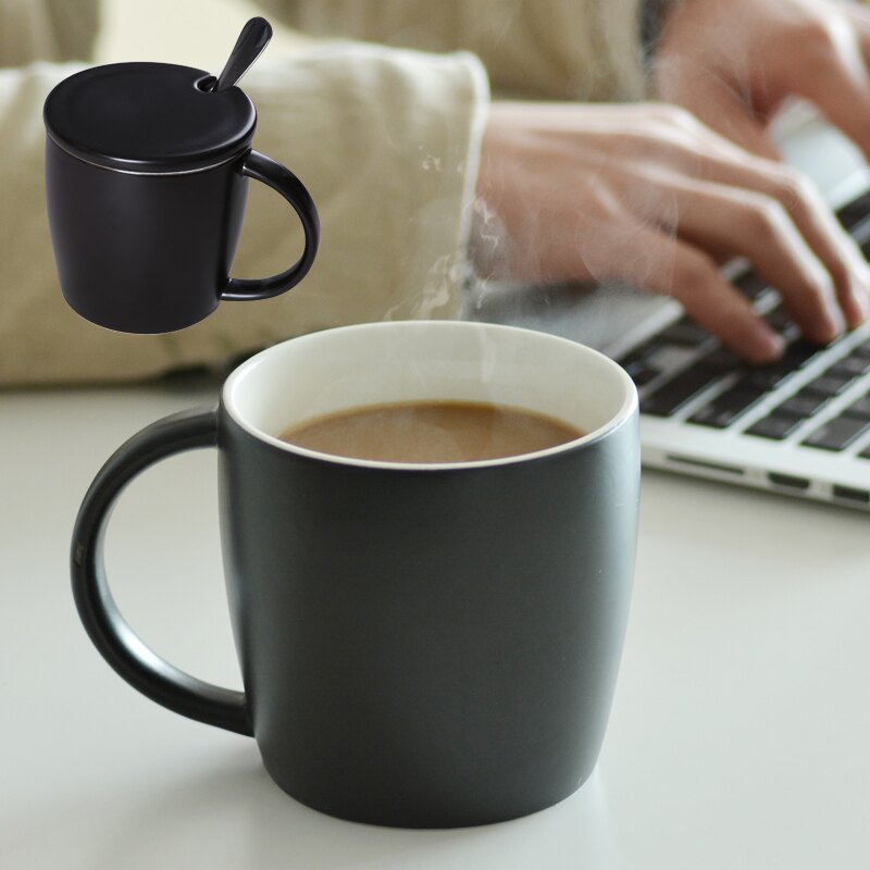 沉穩黑16+瓷蓋+鋼勺陶瓷杯子 創意馬克杯帶勺 咖啡牛奶杯水杯 大號辦公杯 定制LOGO。人氣店家貓貓愛買城的2020JYJ厨房/餐饮用具、廚房/餐飲用具2有最棒的商品。快到日本NO.1的Rakute
