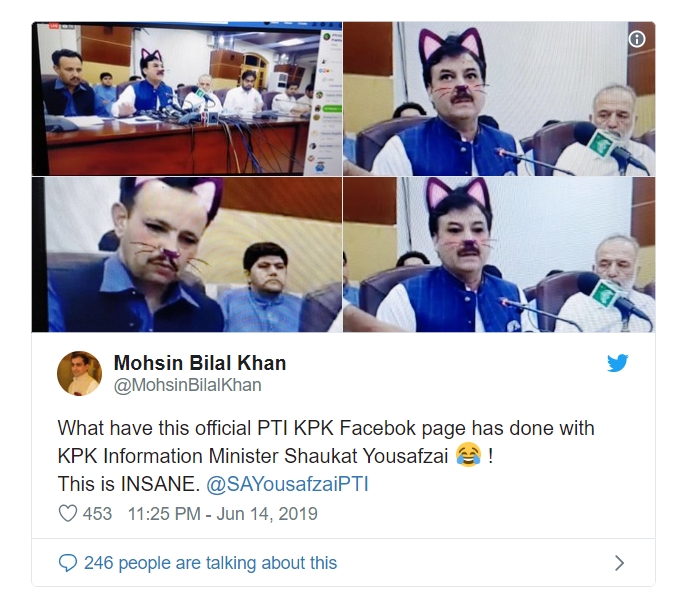 巴基斯坦政府官員直播會議，誤開貓耳濾鏡讓全世界都萌起來