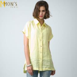 MONS寬版修身100%麻長上衣