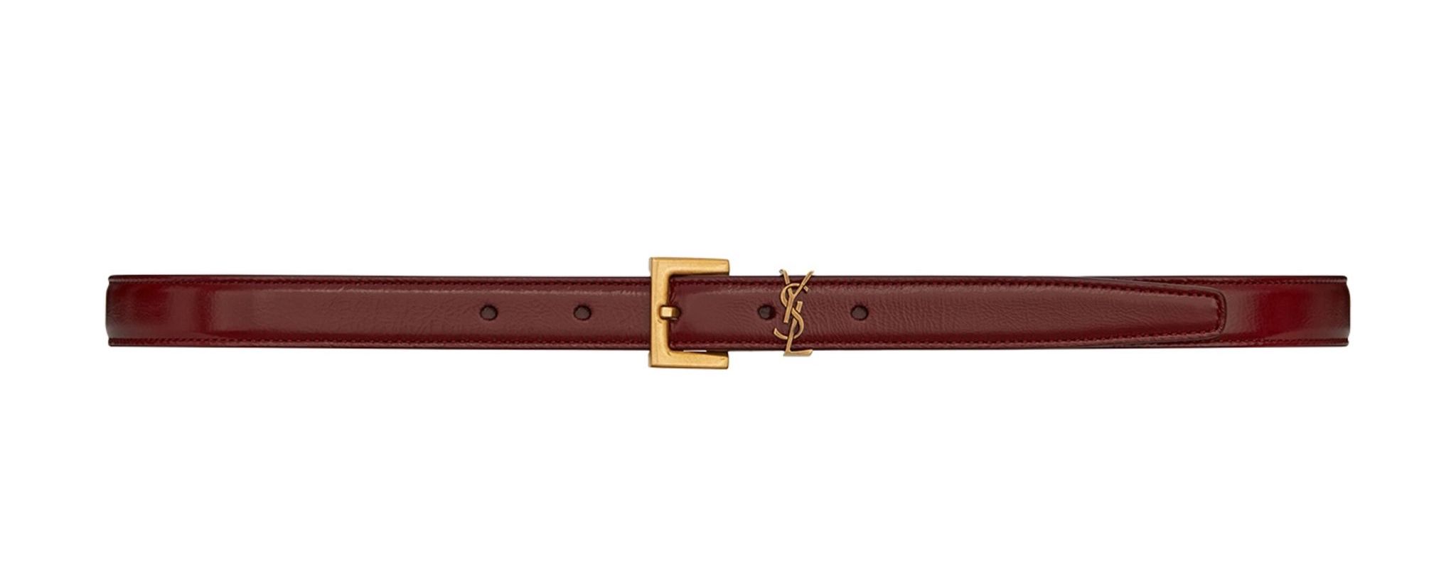 SAINT LAURENT Leather Monogram Belt