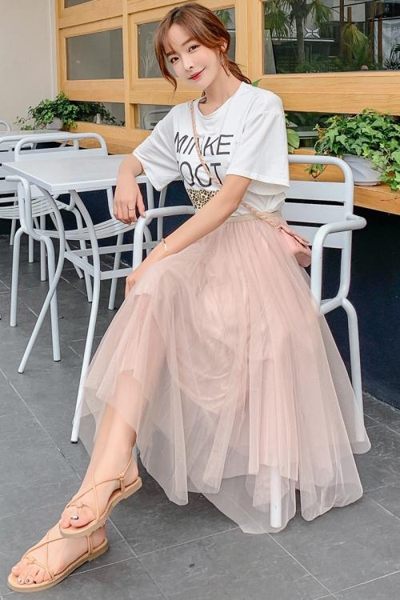 小個子半身裙女春夏不規則紗裙2019新款網紗ins超火半身裙中長款 潮人女鞋