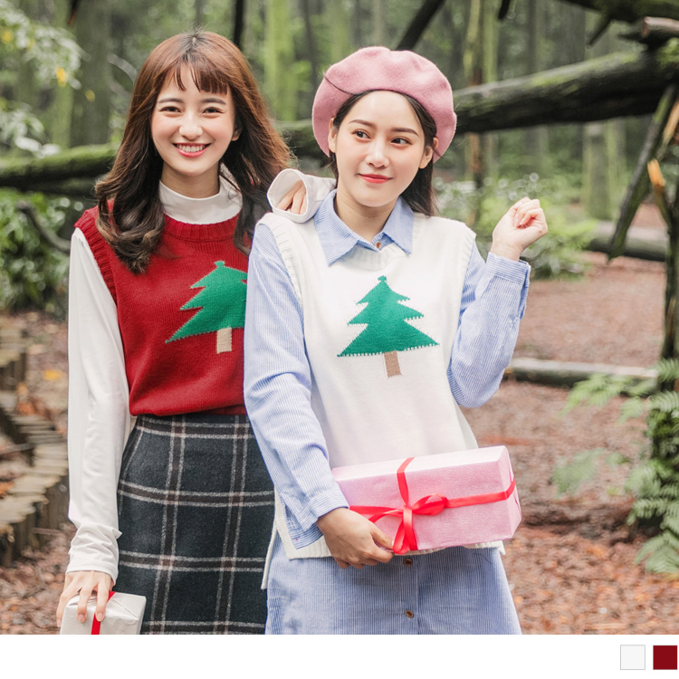 前短後長，全長為肩 可愛的聖誕樹印花， 營造專屬冬季的聖誕節迷人氛圍~ 保暖的的细針織面料使體感增溫舒適， 內裡簡單穿著外罩穿搭即可可愛有型~ ********************** 小提醒： 
