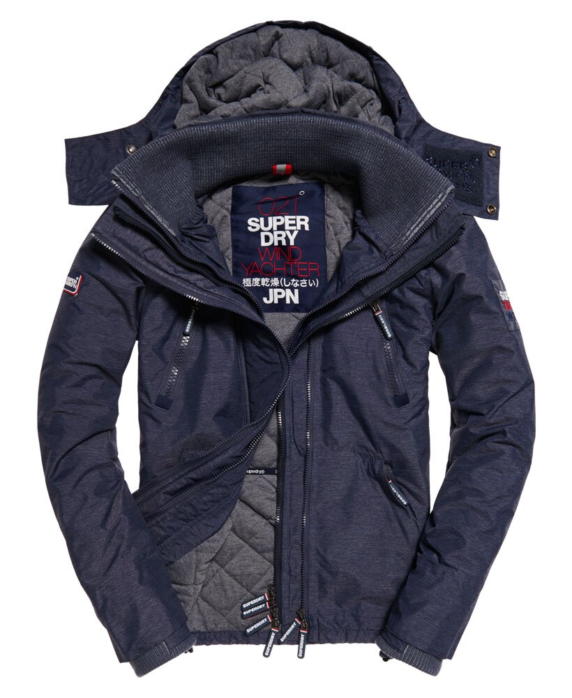 美國百分百【Superdry】極度乾燥 FUJI 風衣 連帽 保暖 外套 防風 防水 夾克 深藍色 S號 J728