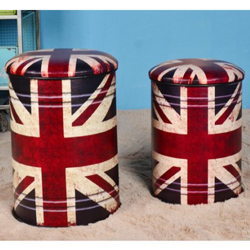 !新生活家具!《9 ball》英國國旗 小收納椅 收納凳 復古 工業風 loft 汽油桶 鐵桶 仿古 美式復古風
