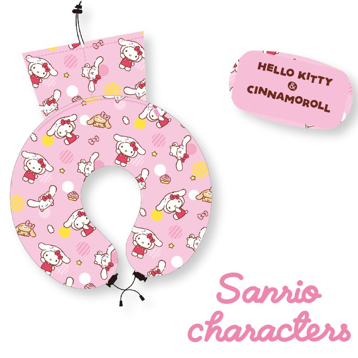 SANRIO三麗鷗-收納式透氣U型枕 (黃布丁狗/粉大耳狗)