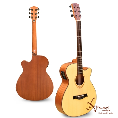 Amari 40吋 EQ附調音器 雲杉木 民謠吉他-原木(408CE)加贈超值五寶