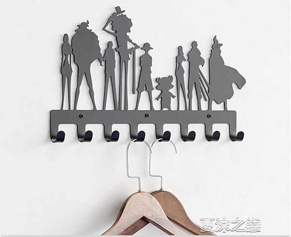 免打孔鐵藝海賊王墻上鑰匙壁掛鉤宿舍創意衣帽鉤門后動漫衣架