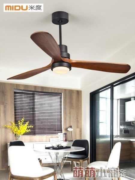 吊燈扇 北歐帶電風扇吊燈簡約飯廳臥室燈具家用實木吊扇燈客廳LED餐廳燈 萌萌小寵DF
