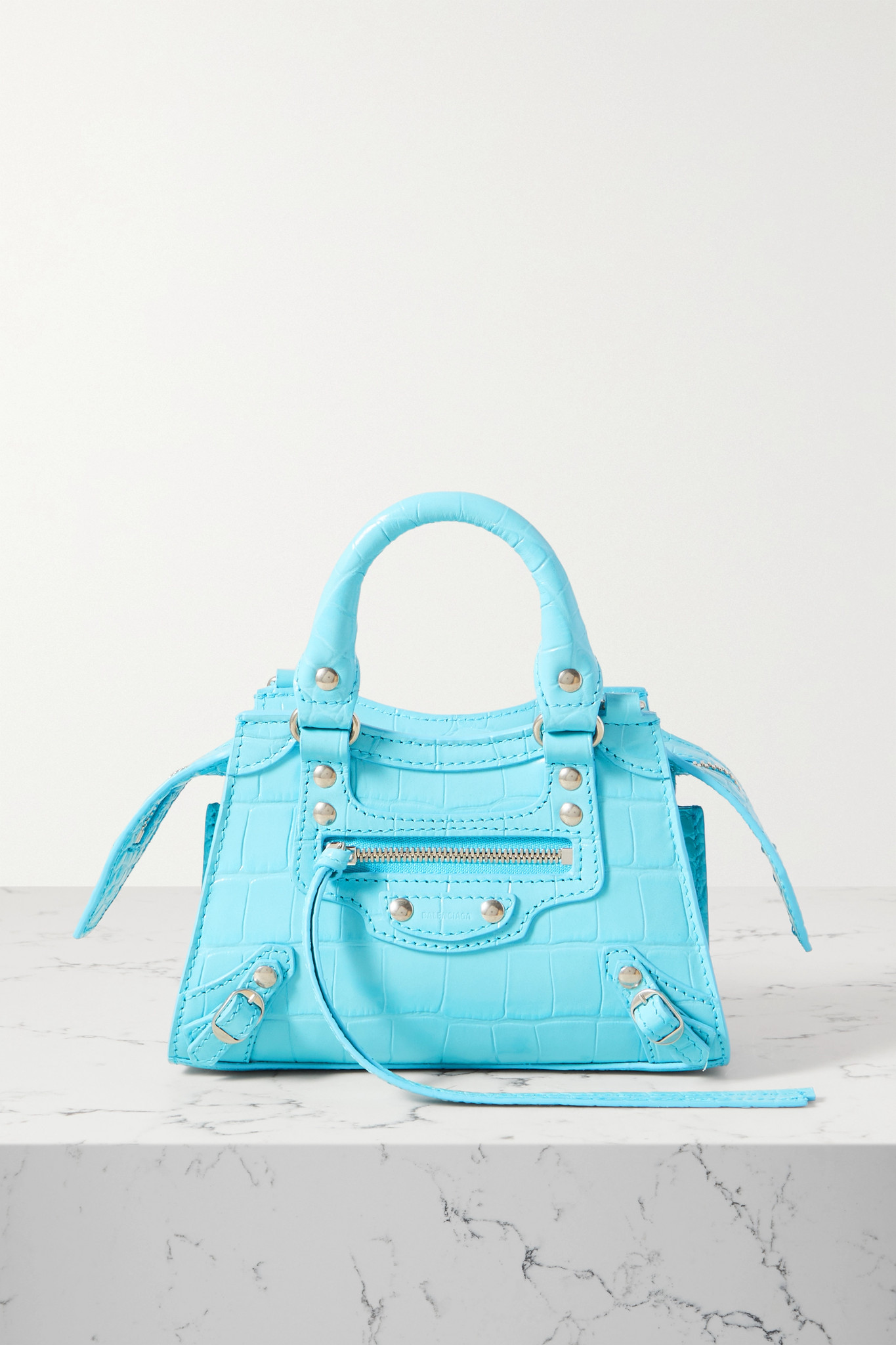 BALENCIAGA - Neo Classic City 仿鳄鱼纹皮革手提包 - 蓝色 - one size