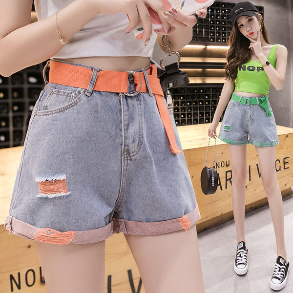 【GZ 3E1】高腰牛仔超短褲女新款夏顯瘦破洞a字外穿韓版網紅寬鬆熱褲潮