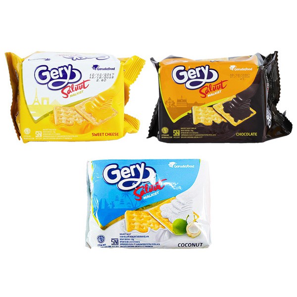 【商品特色】印尼熱銷零食！酥脆蘇打餅乾搭配濃郁起司、巧克力醬、椰子風味！產品說明：酥脆蘇打餅搭配濃濃起司、巧克力醬、椰子，背面撒上糖粒，好吃一口接一口！ 保存期限：2020.03.14每款食品賞味期不